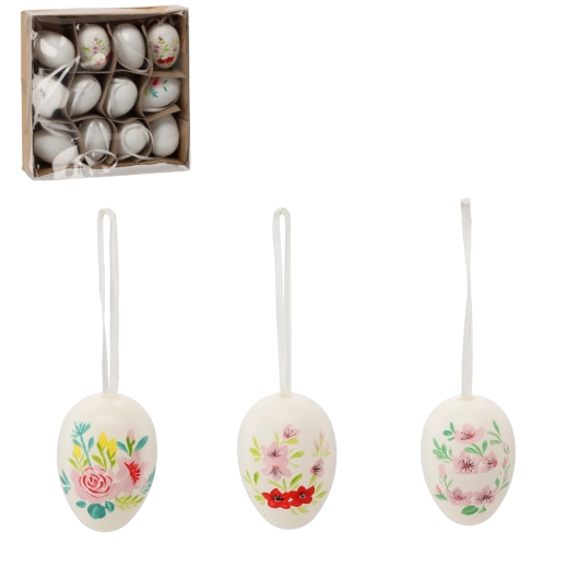 Set van paaseieren met bloemenhanger, 12 stuks
