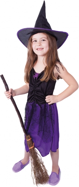 Kids’ witch costume with hat – Purple
