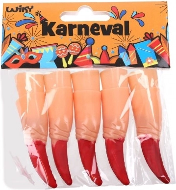Plastic fingers with red claws for carnival - 10 pcs