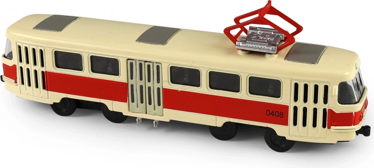 Metall-Retro-Straßenbahn T3 16 cm mit Licht und Sound