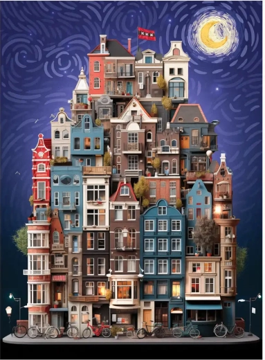 Puzzel Sterrennacht in Amsterdam 1000 stukjes