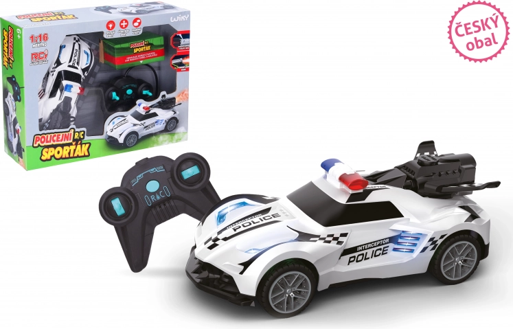 Politie RC auto met licht- en rookeffecten 18 cm
