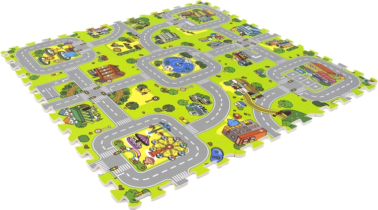 A city full of imagination for toy cars and figures