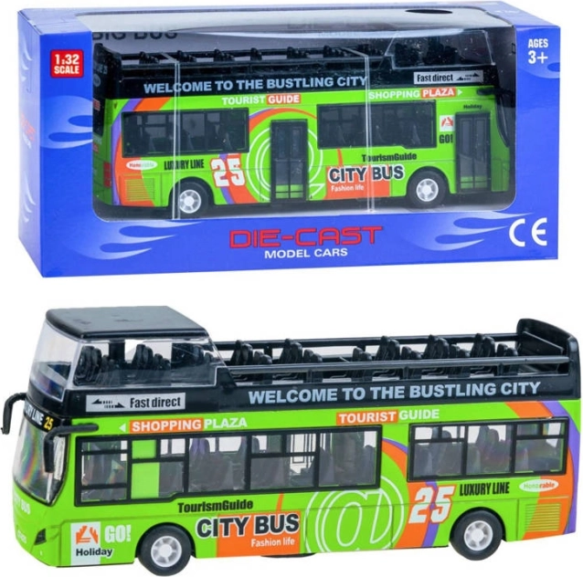 Metal double-decker bus with opening doors – Zi