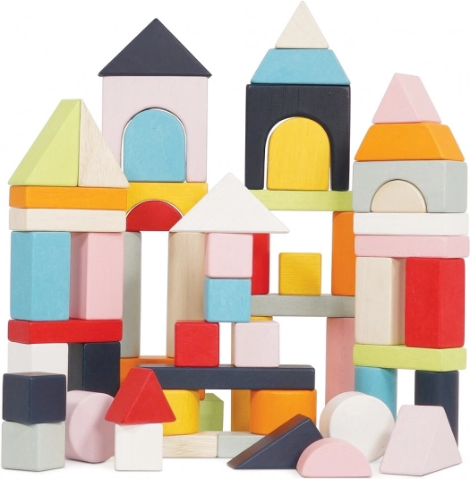 Le Toy Van Petilou blocs en bois colorés dans un sac en coton, 60 pcs