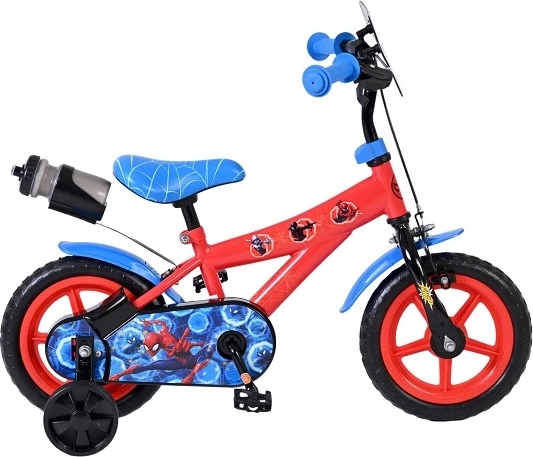 Vélo enfant Spider-Man 12″ avec petites roues et bidon