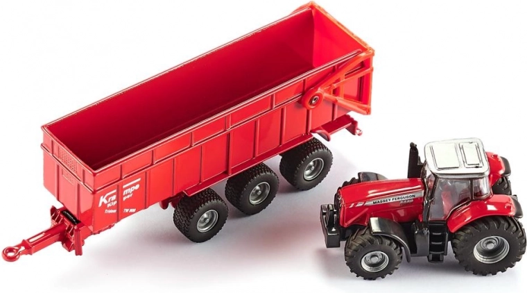 Massey Ferguson tractor model with trailer SIKU 1:87