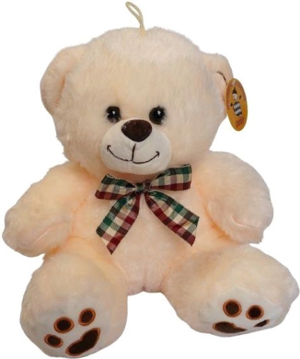 Cream plush teddy bear with ribbon