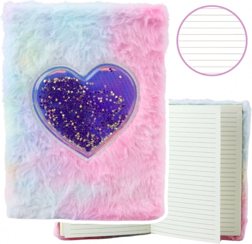Carnet en peluche pastel avec cœur et étoiles
