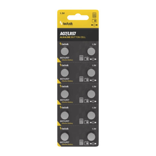 Pile bouton alcaline Technik Platinum AG7 / LR57 / 395 1,5 V – lot de 10