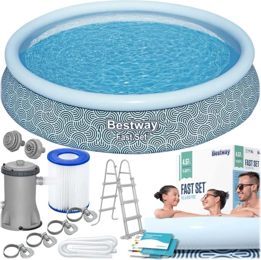 Piscine hors-sol gonflable BESTWAY Fast Set 457 × 107 cm set avec pompe et échelle