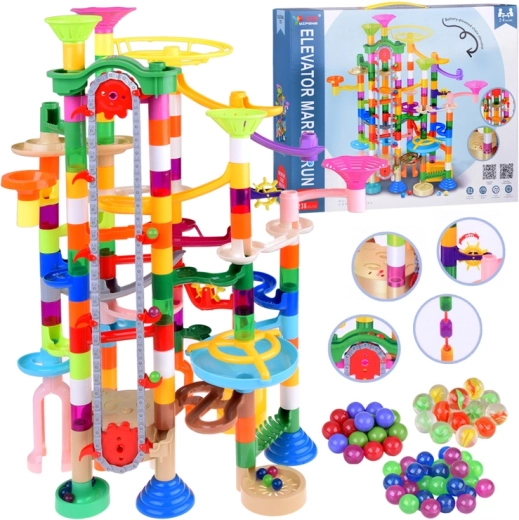 Bunte Kugelbahn mit batteriebetriebenem Aufzug, 236 Teile