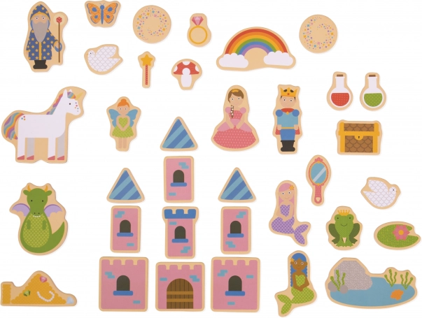 Bigjigs Toys magnets en bois contes de fées – set de 35 pcs