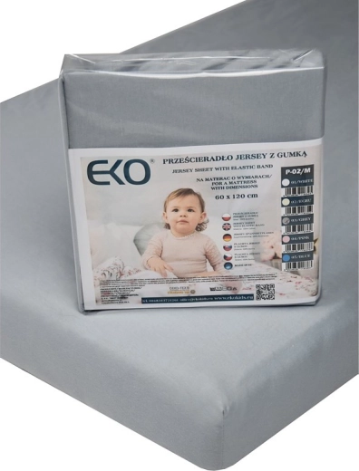 Drap-housse EKO avec élastique jersey gris 120×60 cm