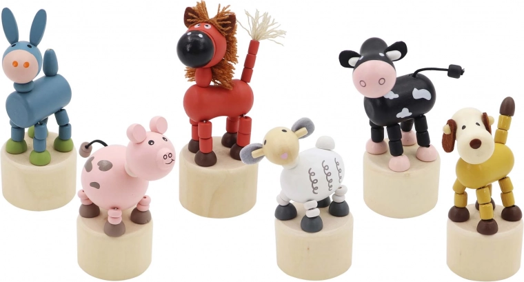 Houten knijpbare boerderijdieren