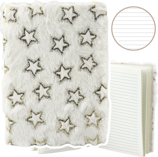 Carnet avec couverture en peluche Étoiles dorées A5 80 feuilles