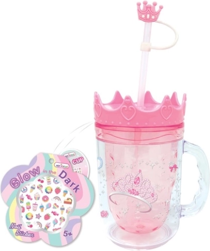 Hot Focus kids' tumbler with straw and princess stickers