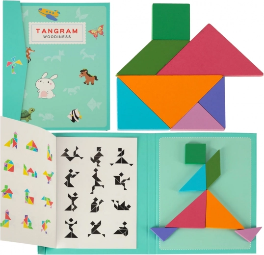 Magnetic Tangram Book – Wooden Montessori Logic Puzzle 3D