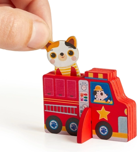 Camions de pompiers en bois pour petites mains