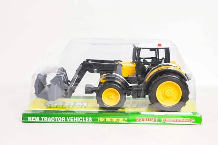 Tracteur enfant jaune avec pelle de chargement frontale