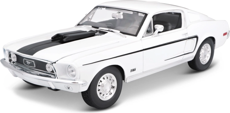 Maisto 1968 Ford Mustang GT Cobra Jet – metalen automodel 1:18 wit