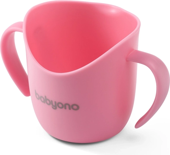 BabyOno ergonomic training cup with handles 120 ml beige 6m+
