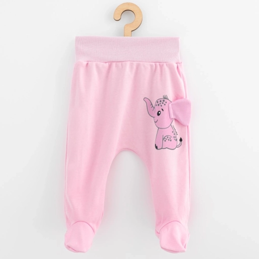 Semi-salopettes bébé en coton New Baby Happy Elephant rose