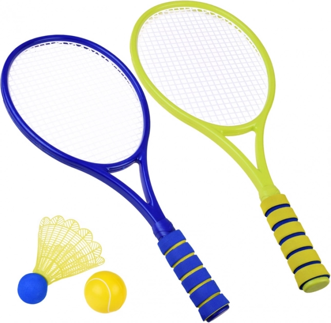 Badminton- en tennisset met schuimrubberen bal en shuttle