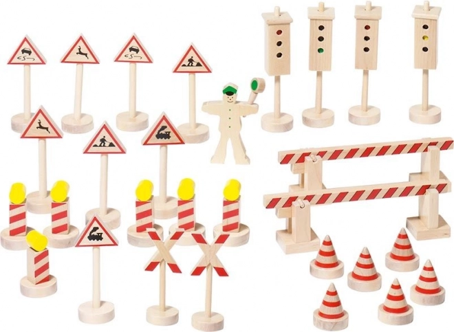 Grand ensemble de panneaux de signalisation en bois Goki