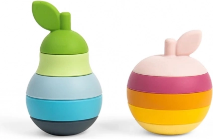 Bigjigs Toys pomme et poire empilables – ensemble en silicone à empiler et à mâchouiller
