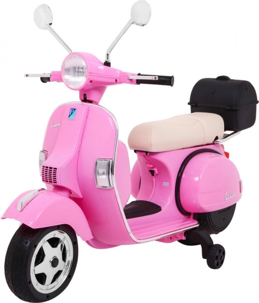 Elektrische kinderscooter Vespa roze met zijwieltjes