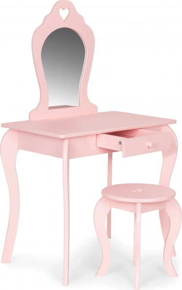 Large kids’ wooden vanity table with mirror pink ECOTOYS