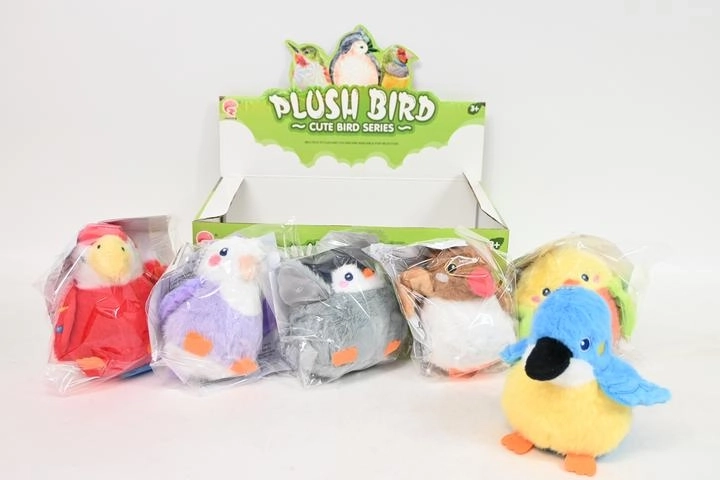 Plush bird with light and sound (6 pcs in display)