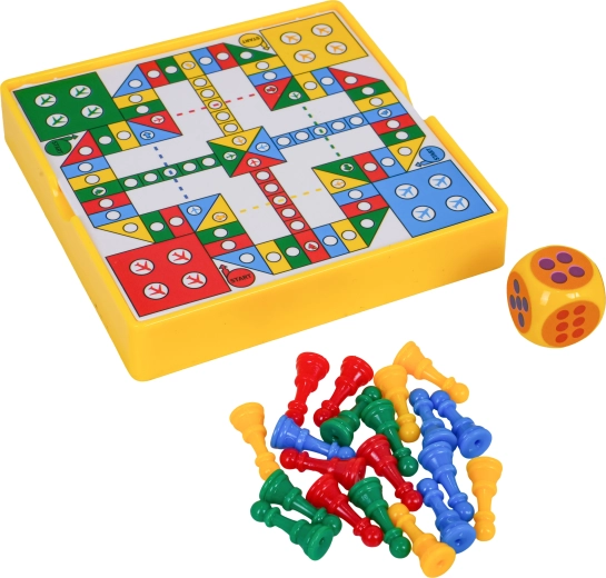 Kleurige pionnen en grote dobbelsteen