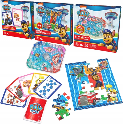 Pat’ Patrouille 3‑en‑1 : jeu de société pop-up, cartes jumbo et puzzle 24 pièces