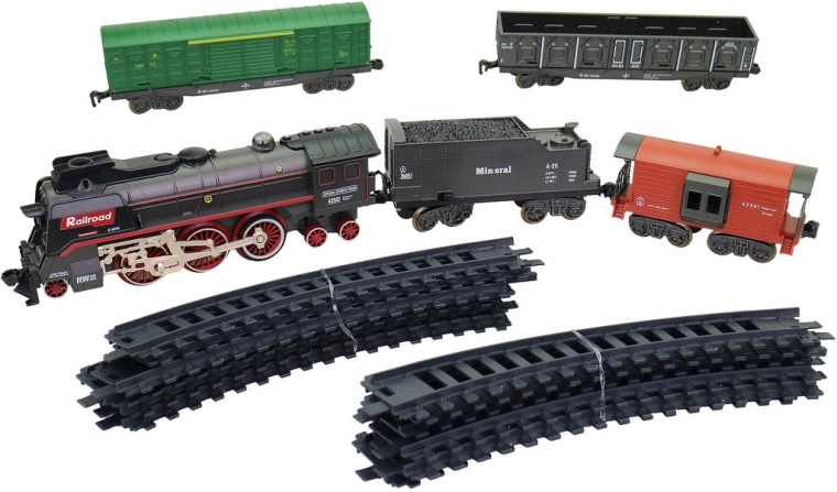 Complete train set on a large track layout