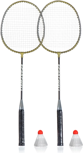 Badminton set with 2 rackets and 2 shuttlecocks