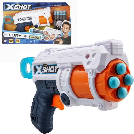 X-Shot Excel Fury 4 with rotating barrel and 16 darts