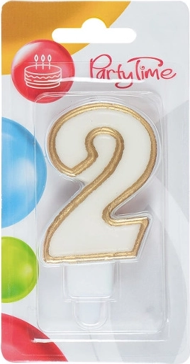 Bougie d’anniversaire chiffre 2 de couleur dorée