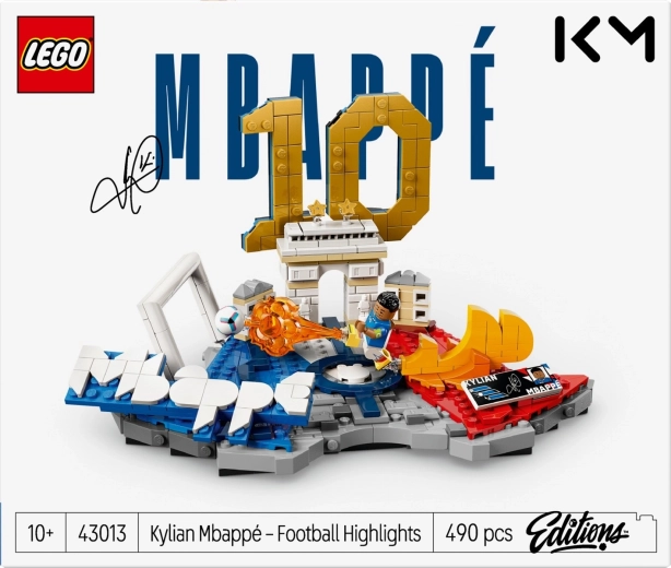 Kylian Mbappé minifigure in an action pose