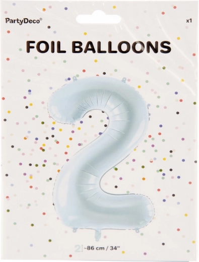 Blue foil balloon number 2, 86 cm