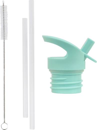 A Little Lovely Company set de bouchon, goupillon et paille pour gourde en acier inoxydable jungle