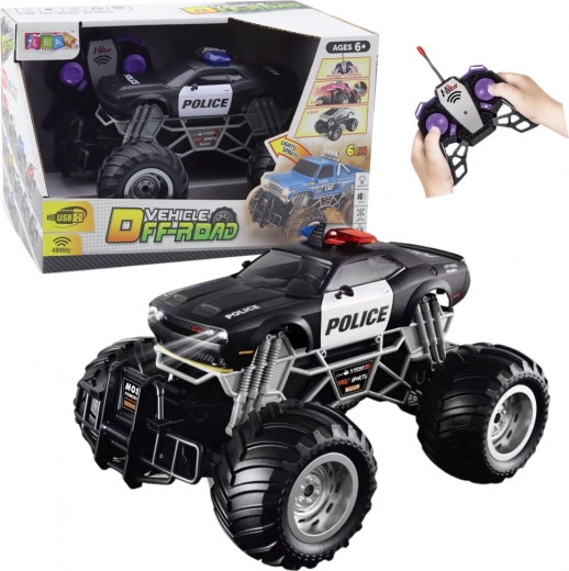 Politie terreinvoertuig op afstandsbediening 1:16 met lichten en rook