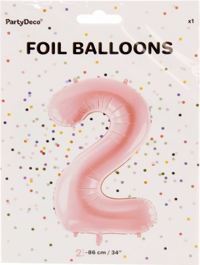 Pink foil balloon number 2, 86 cm