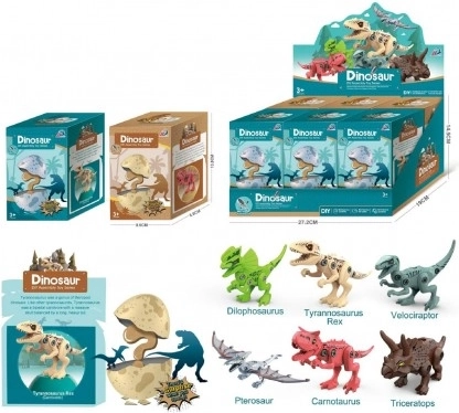 Screw-together dinosaur in an egg – plastic construction kit 13 cm, 2 variants