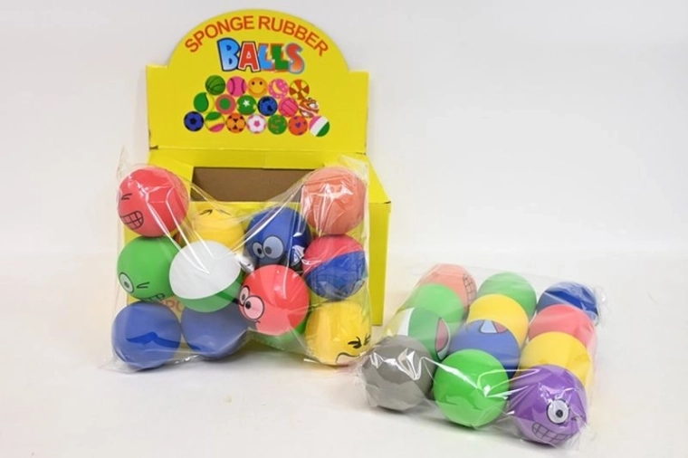Bouncy Rubber Smiley Ball 6 cm (24 pcs)