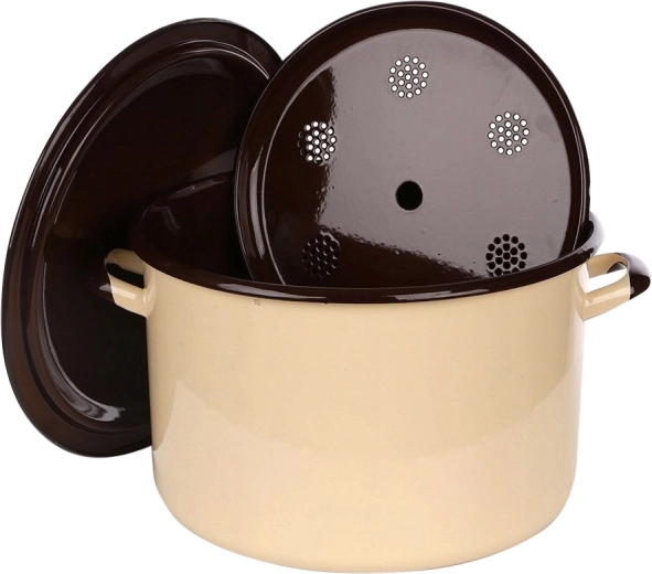 Enameled preserving pot Silesia Rybnik 13.6 L with lid and pasteurization insert