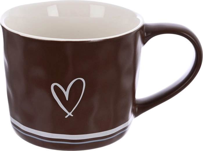 Porcelain Mug Heart 0.4 l Brown