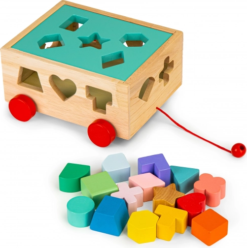 Chariot en Bois Éducatif avec Blocs pour Enfants