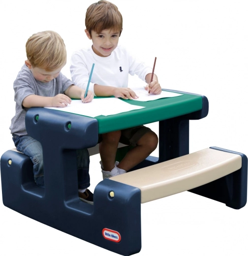 Children's picnic table in blue-green Little Tikes for the garden